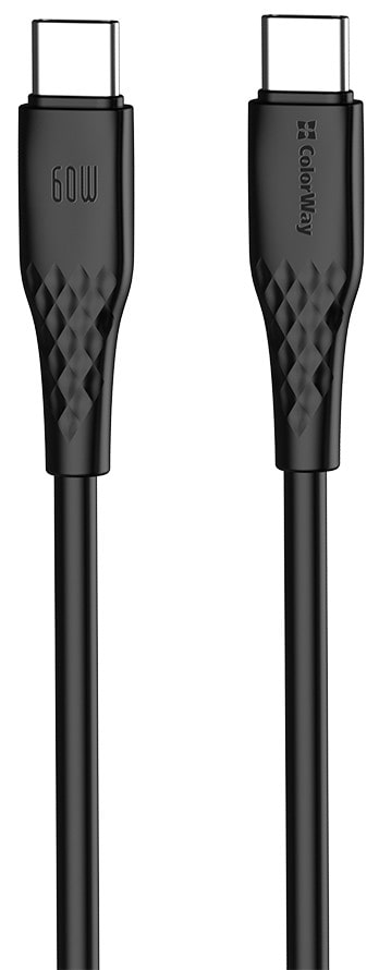 Кабель Colorway Type-C - Type-C (textured PVC) (PD Fast Charging 60W) 3А 1м Black (CW-CBPDCC094-BK)